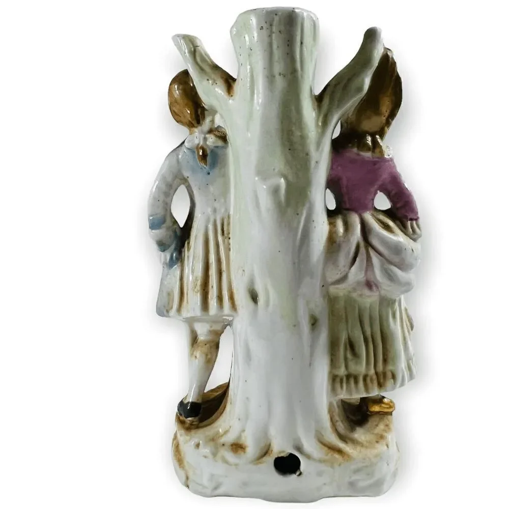 Vintage French Colonial Figurine Lamp Base Japan Ceramic Couple Table Decor 8in